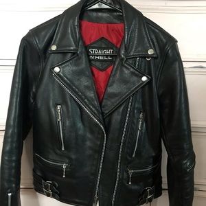 Straight to hell women’s defector leather jacket.